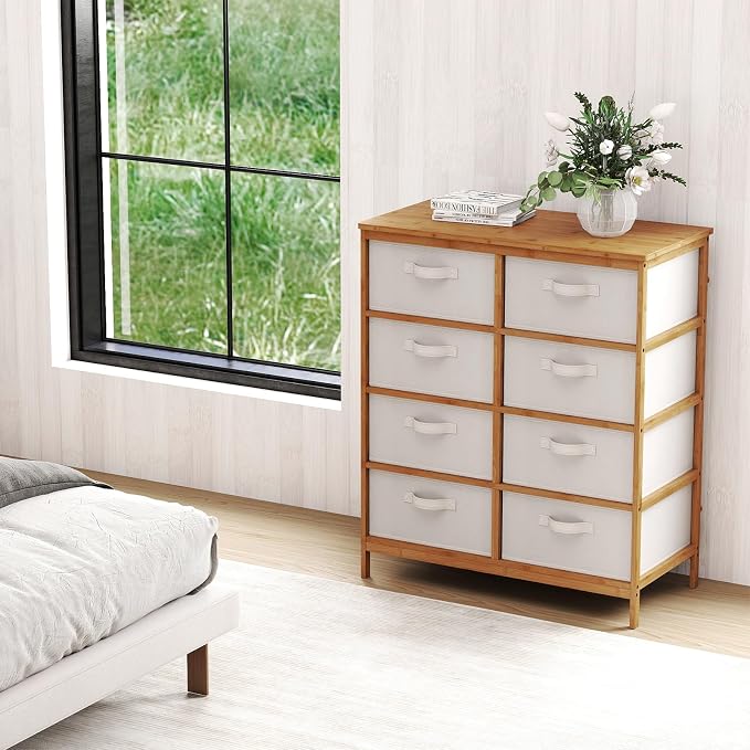 Giantex 8 Drawers Dresser for Bedroom, Bamboo Fabric Storage Tower - Image 8