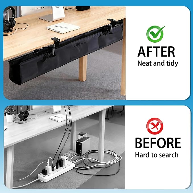 Under Desk Cable Management Tray, Fabric Tray - Image 4