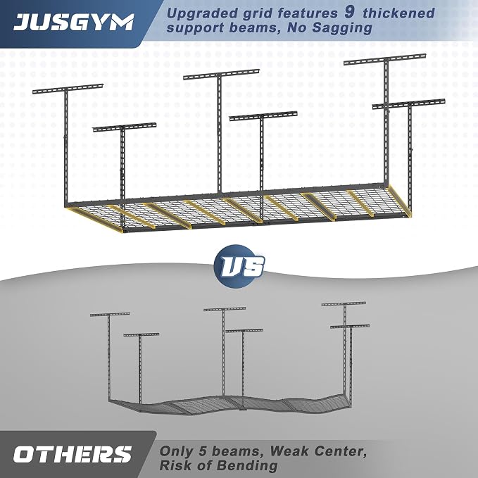 4X8FT Overhead Garage Storage Rack, Heavy Duty Metal Overhead Storage Organizer - Image 3