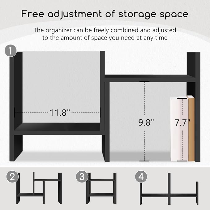 Jerry & Maggie Desktop Organizer Office Storage Rack Adjustable Wood Display - Image 5