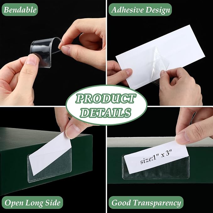 1 Pcs Label Holder Self Adhesive Clear Pocket 3x1 Inch Plastic Shelf Tag - Image 2