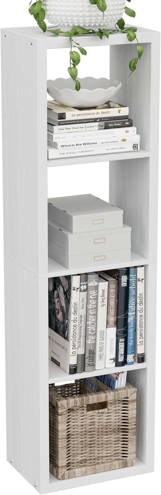 Cube Storage Organizer Bookcase, Small 4 Tier 11 inch Open Back Cubical Shelf by VDNEND
