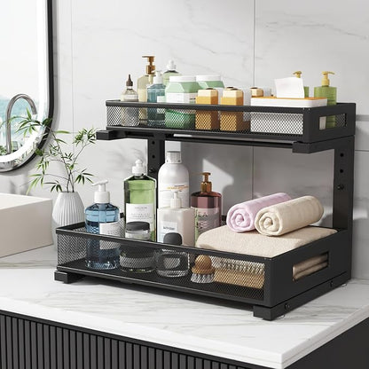 2 Pack 17IN Depth Under Sink Storage Organizer, Large 2-Tier Elegant Mesh Pull - Image 7