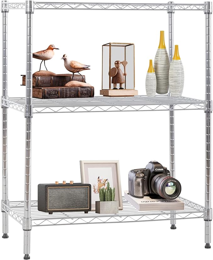 FDW 3 Tier Wire Shelving Units Metal Storage Rack 23L x 13W x 30H Adjustable by FDW