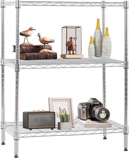 FDW 3 Tier Wire Shelving Units Metal Storage Rack 23L x 13W x 30H Adjustable by FDW