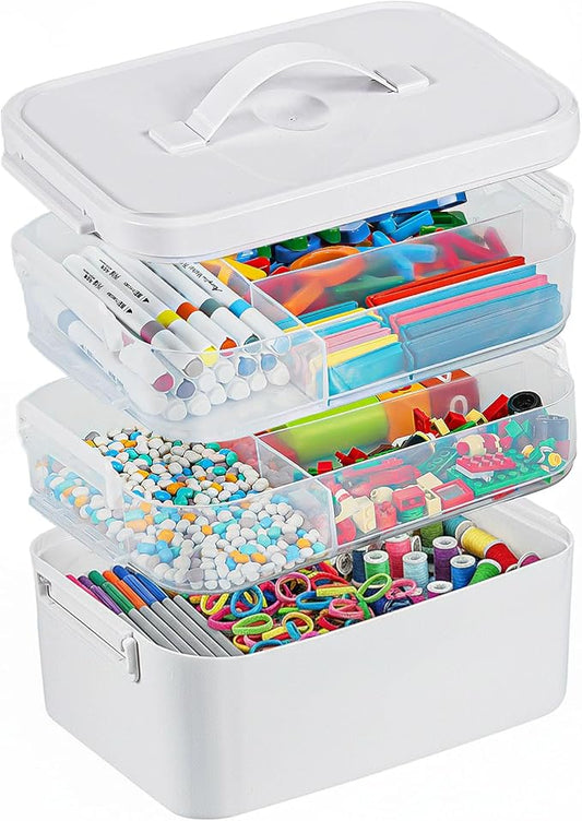 3-Layer Plastic Craft Organizers and Storage Box by Gifhomfix