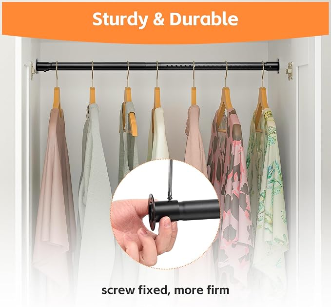 Closet Rods for Hanging Clothes, Heavy Duty Closet Rod 17-41 Inch Adjustable - Image 4