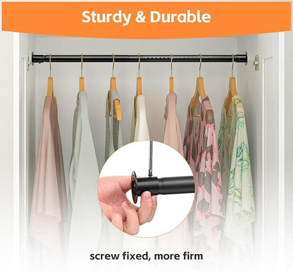 Closet Rods for Hanging Clothes, Heavy Duty Closet Rod 17-27 Inch Adjustable - Image 4
