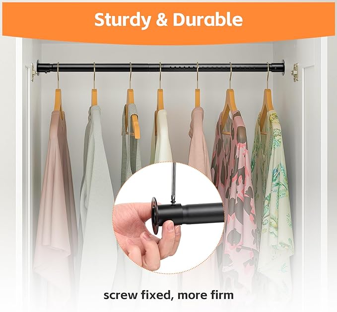 Closet Rods for Hanging Clothes, Heavy Duty Closet Rod 17-55 Inch Adjustable - Image 4