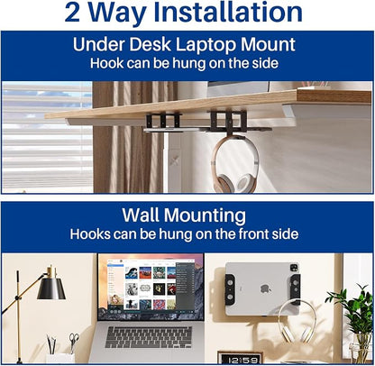 BYMECOST Under Desk Laptop Mount, Metal Under Desk Storage Holder, - Image 2