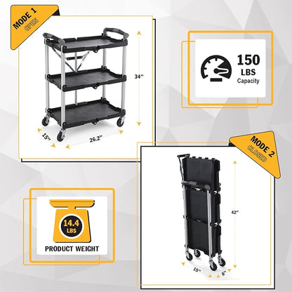 Olympia Tools 85-188 Pack-N-Roll Folding Collapsible Service Cart, 150LB - Image 3