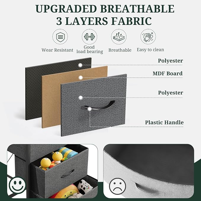 5 Drawers Dresser for Bedroom Fabric Storage Tower - Image 6