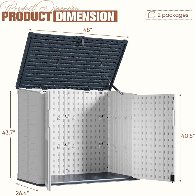 TUOZE 34 Cu Ft Resin Storage Shed, Waterproof Outdoor Storage Cabinet - Image 3