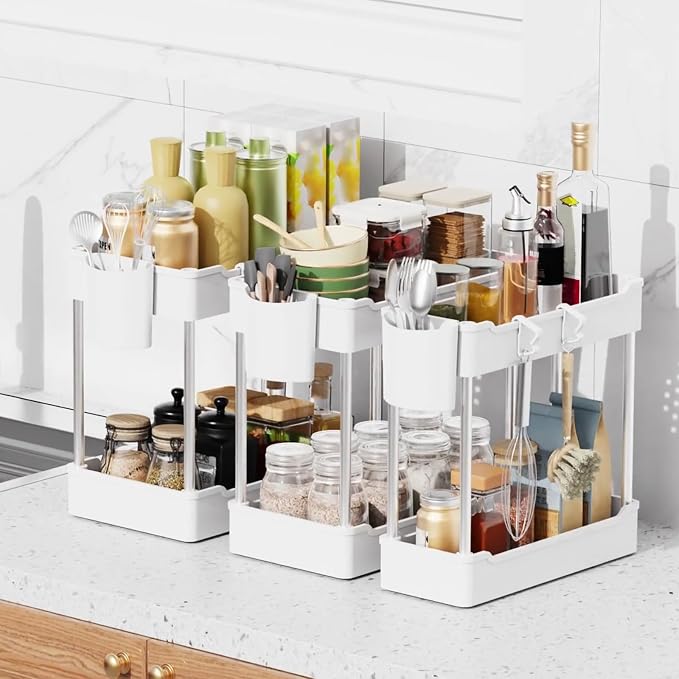 3 Pack Under Sink Organizer Bathroom and Storage Cabinet | 2 Tier - Image 4
