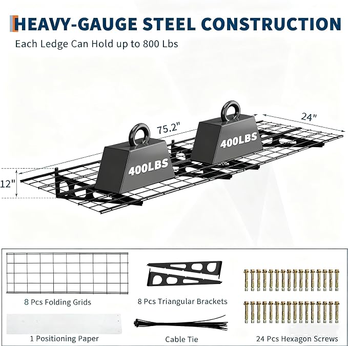 2x6 FT Garage Shelves Wall Mounted - Image 2