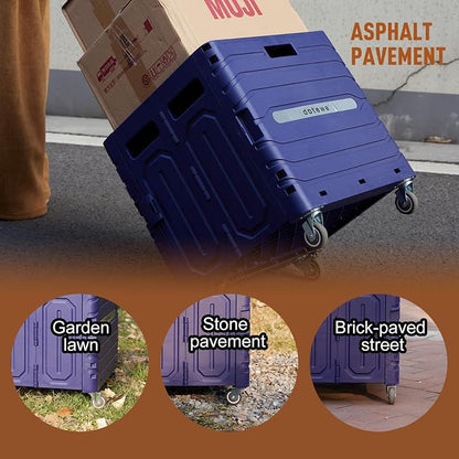Folding Utility Cart Portable Rolling Crate Handcart Foldable Shopping Trolley - Image 6