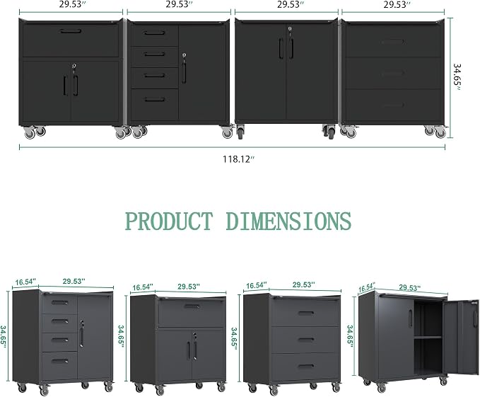 Metal Tool Cabinet, Garage Storage Cabinet System, Wall Cabinet & Locking - Image 3