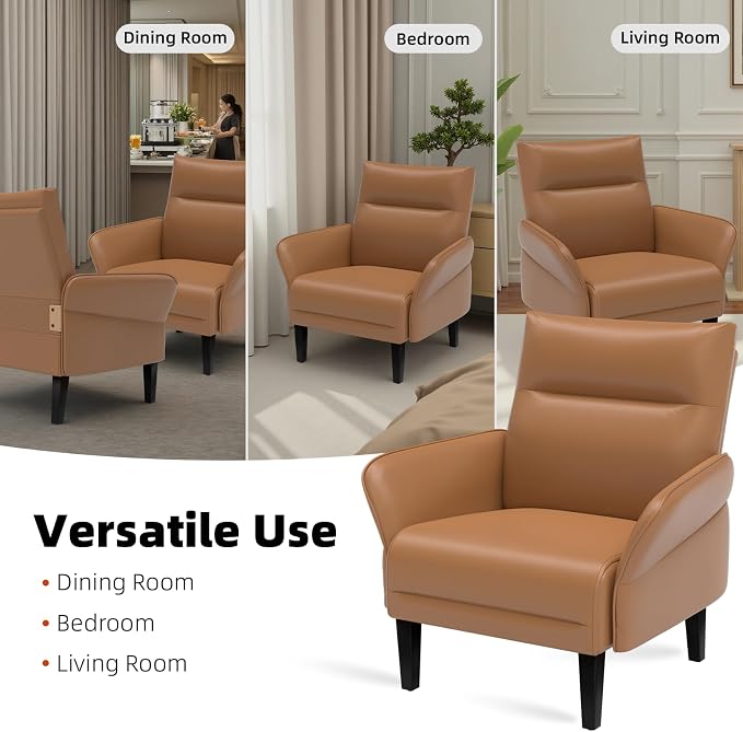 2-Pack Faux Leather Accent Sofas, Slanted Shawl Armchairs - Image 9