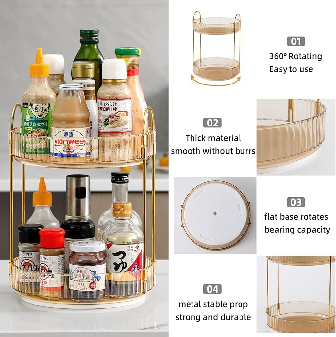 360 Rotating Makeup Organizer for Vanity, Bathroom Countertop Spinning Perfume - Image 5