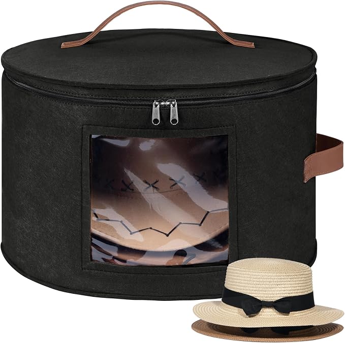 Lifewit Round Cowboy Hat Box for 7 Caps, Large Felt Hat Organizer Bag for Men & by Lifewit
