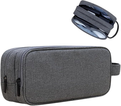 Teskyer Double Layer Cable Organizer Bag, Travel Tech Pouch, Dark Grey | by TESKYER
