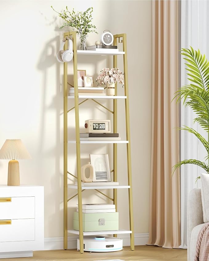 Hzuaneri Ladder Shelf, Freestanding Corner Storage Shelf | Bookcase - Image 7
