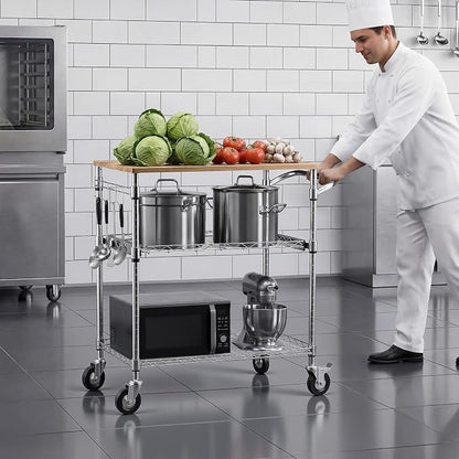 VEVOR Kitchen Utility Cart, 3 Tier Heavy Duty Adjustable Wire Storage Rack - Image 8