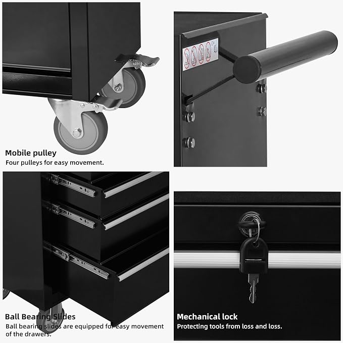 6-Drawer Rolling Tool Chest Cabinet, Large Capacity Metal Tool Box - Image 7