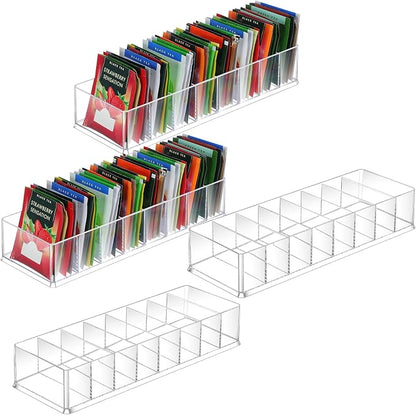 Cinnvoice 4 Pcs Tea Bag Storage Acrylic Clear Tea Drawer Organizer by Cinnvoice