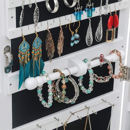 8 LEDs Mirror Jewelry Armoire, Wall Mounted Jewelry Cabinet - Image 7