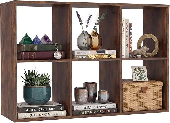 POWERSTONE 6 Cube Storage Organizer, 3 Tier Cubby Bookshelf Freestanding - Image 3