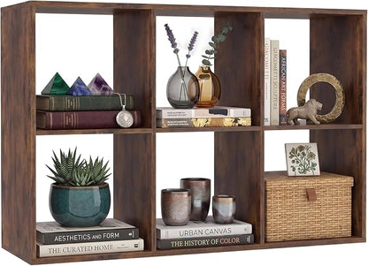 POWERSTONE 6 Cube Storage Organizer, 3 Tier Cubby Bookshelf Freestanding - Image 3