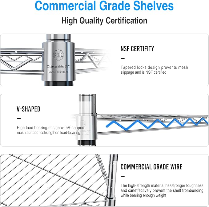 6-Tier NSF Metal Corner Shelf Wire Shelving Unit - Image 6