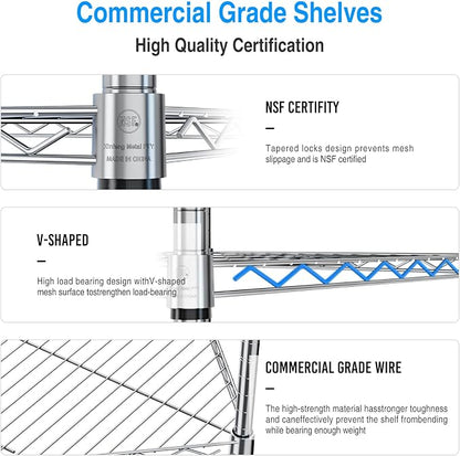 6-Tier NSF Metal Corner Shelf Wire Shelving Unit - Image 6