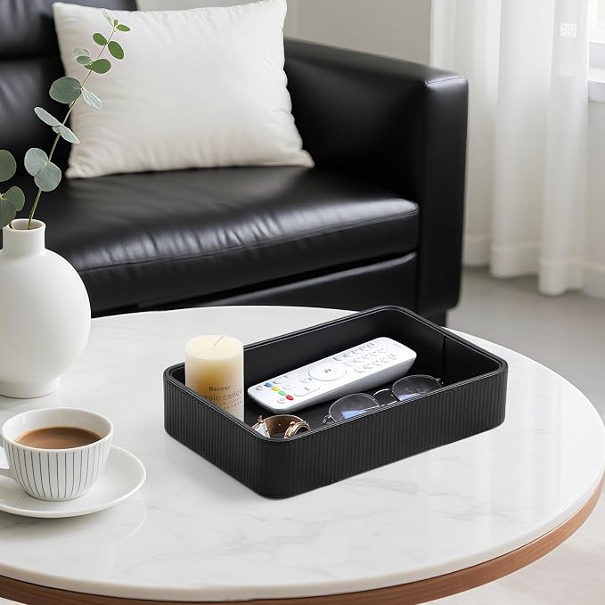 PU Leather Valet Tray Organizer, Modern Nightstand Organizer Bedside Desktop - Image 5