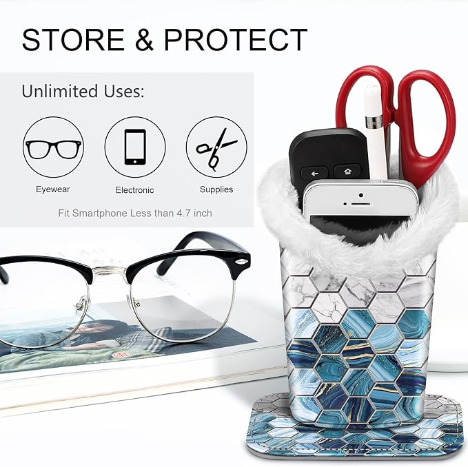 Fintie Plush Lined Eyeglasses Holder, Glasses Stand Case, Anti-scratch Glasses - Image 3