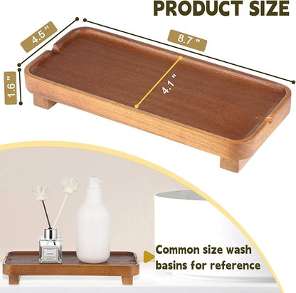 Wood Riser Small Decorative Tray Sink Soap Dish, Vanity Tray Pedestal Stand 10 - Image 3