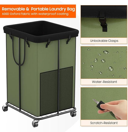 150L Laundry Hamper with Wheels, Rolling Laundry Basket with Metal Frame and - Image 6
