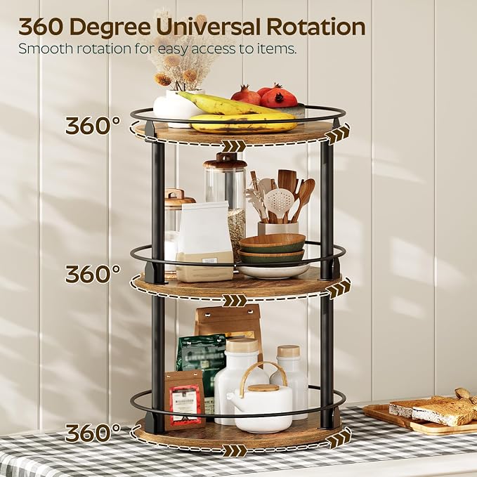 3-Tier Lazy Susan Organizer, Rotating Spice Rack, Spinning Organizer, - Image 2