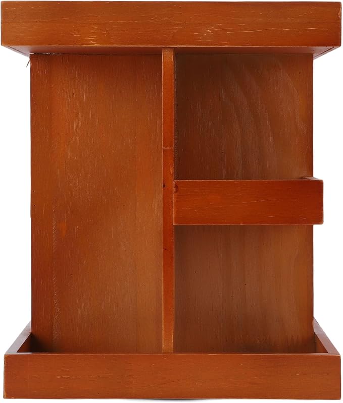 360 Rotating Makeup Organizer Wooden Cosmetic Storage Carousel - Image 6