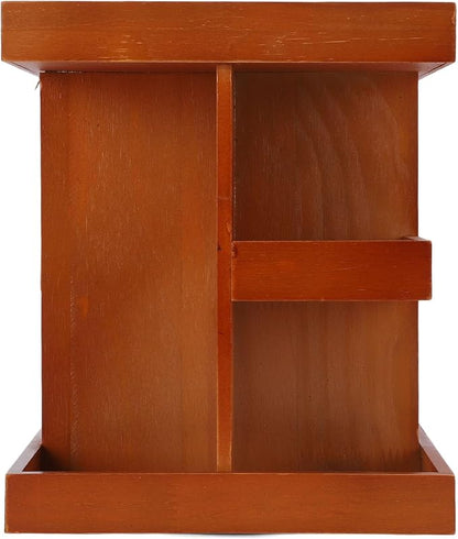 360 Rotating Makeup Organizer Wooden Cosmetic Storage Carousel - Image 6