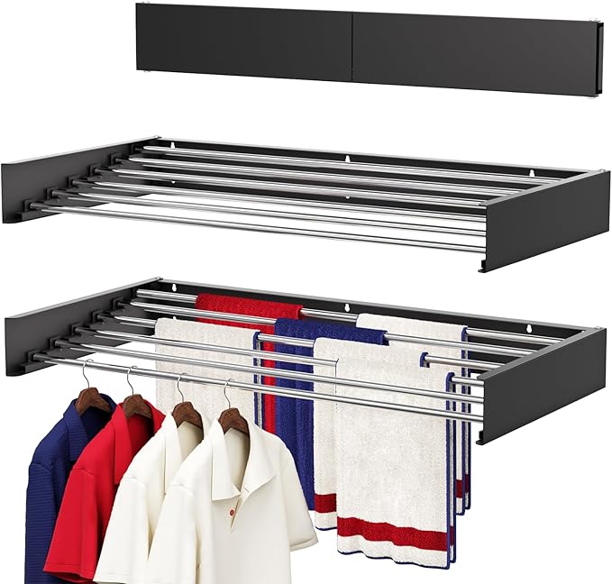Wall Mounted Drying Rack 40", Foldable Laundry Drying Rack by DryingSolved