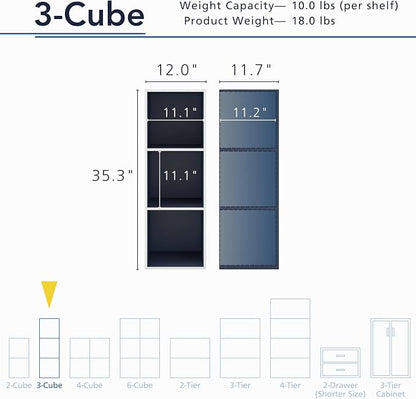 Homes: Inside + Out Apexa 3-Cube Storage Organizer Shelves, Stackable Wood - Image 3