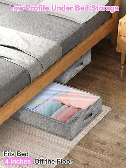 punemi 4 inches Under Bed Storage Containers, Low Profile Underbed Storage - Image 3