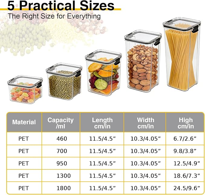 5 Piece Airtight Food Storage Containers Set - Image 2
