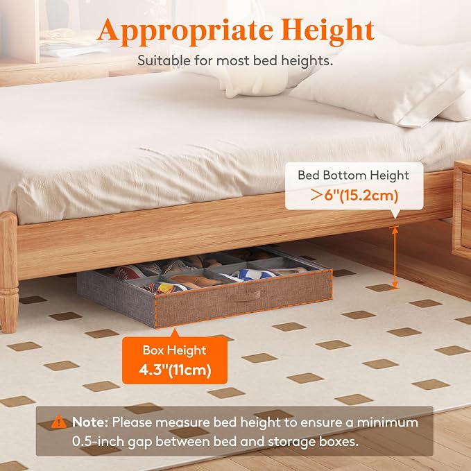 Lifewit Under Bed Shoe Storage Organizer Fits 8 Pair Sneakers, 4.3 Inches Tall - Image 2
