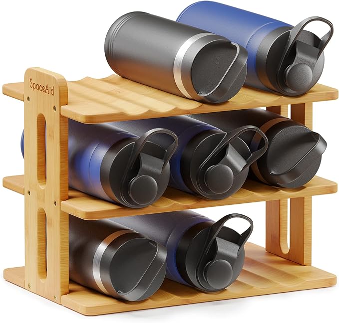 SpaceAid Bamboo Water Bottle Organizer by SpaceAid