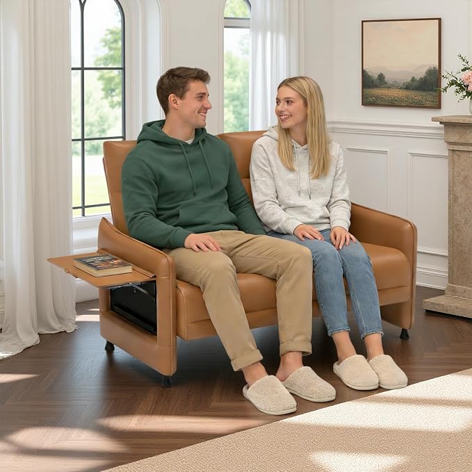 Faux Leather Loveseat, Upholstered Loveseat - Image 3