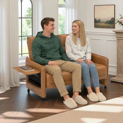 Faux Leather Loveseat, Upholstered Loveseat - Image 3