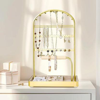 Multi-Functional Jewelry Holder Organizer Necklace Display Stand Velvet Lined - Image 2
